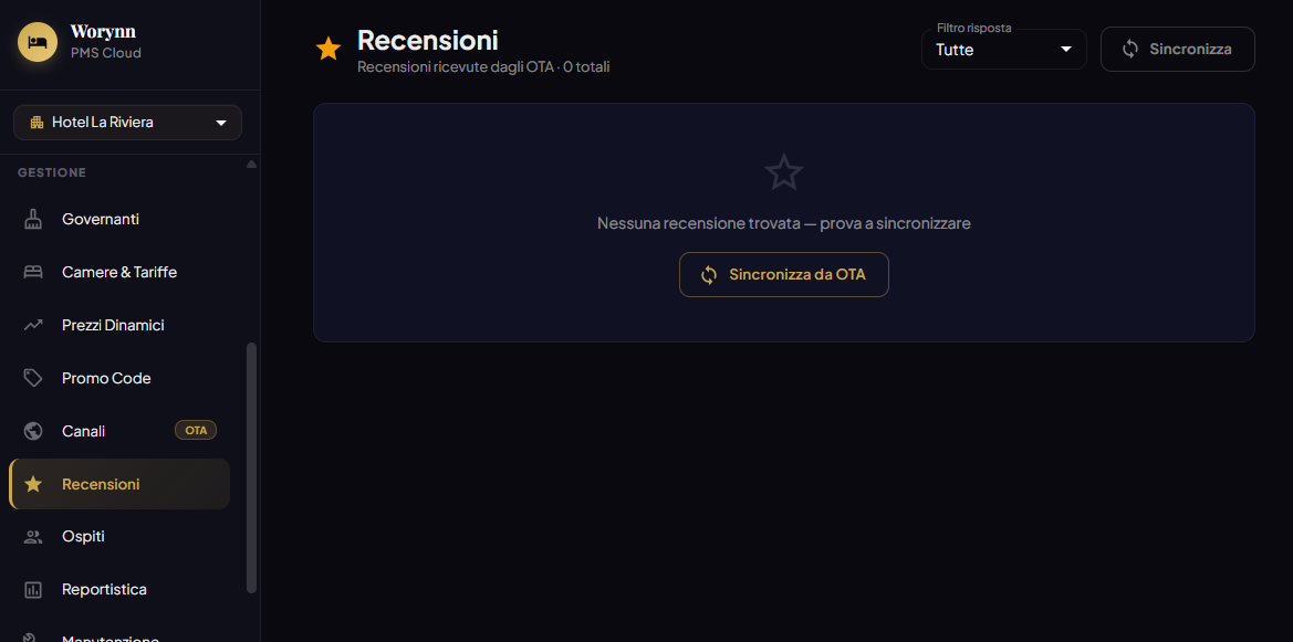Recensioni — lista sincronizzata da OTA